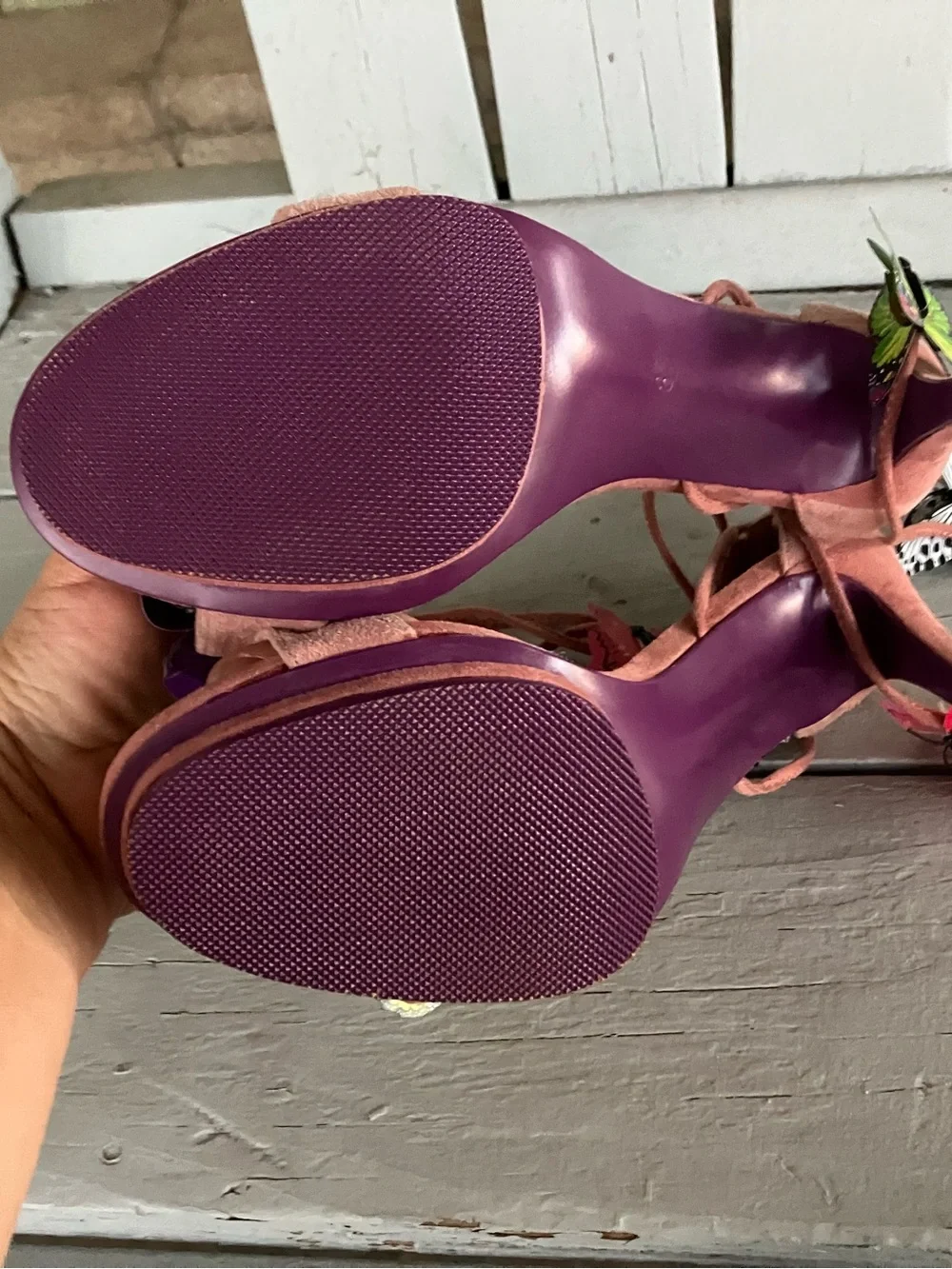 Women's Pink faux Suede Butterfly Embellished High Sexy Stilettos